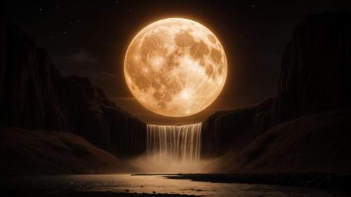 Illuminated Falls Beneath the Moon