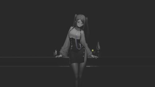 Black and white anime girl