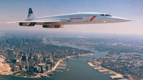 Concorde flying over south of Manhattan
