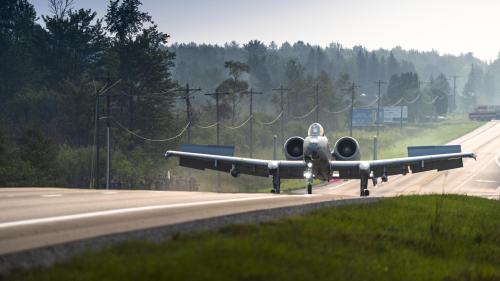 A-10 Jet Landing On A Highway