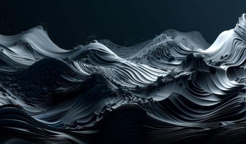 Dark Abstract Ocean Waves – 3D Futuristic Wallpaper | Black Sea Minimalist Digital Art Download