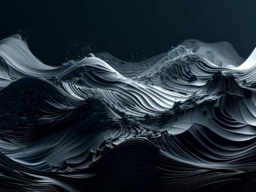 Dark Abstract Ocean Waves – 3D Futuristic Wallpaper | Black Sea Minimalist Digital Art Download