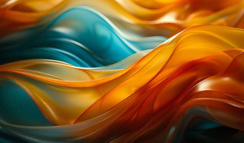 Orange & Teal Abstract Flow Wallpaper – Wavy Silk Digital Art for Desktop, Laptop & Tablet | Modern Fluid Design Background