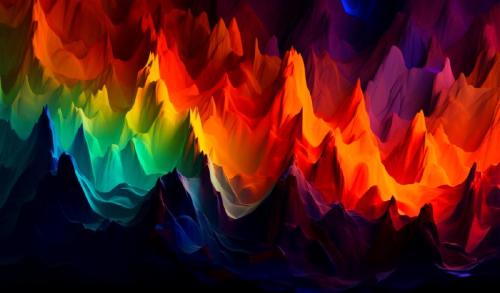Vibrant Abstract Rainbow Mountain Wallpaper – Digital Art Landscape for Desktop, Tablet &amp; Laptop | Colorful Nature Digital Download