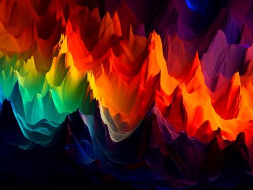 Vibrant Abstract Rainbow Mountain Wallpaper – Digital Art Landscape for Desktop, Tablet & Laptop | Colorful Nature Digital Download