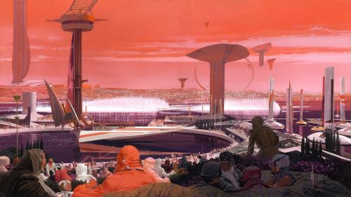 Tokyo Bay Boat Race by Syd Mead, 1983