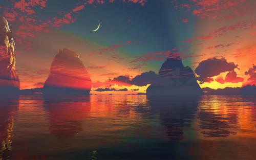 Sea sunset view