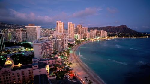 View of Diamond Head from Sheraton Waikiki Beach Resort, Honolulu, Hawaii