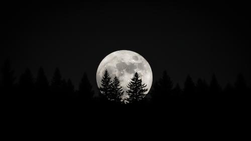 In front of the moon