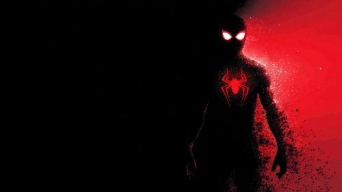 inimalist High-contrast Miles Morales Red Glow