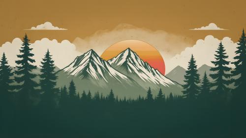 Vintage mountain scenery