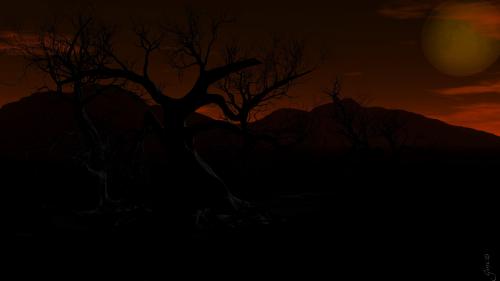 Boo!   By Gene Decker - This is NOT A.I. GENERATED. Created with DAZ Studio and Bryce 7.1 plus a little bit of Photoshop. Looks best in a dark room and with a dark desktop theme.
