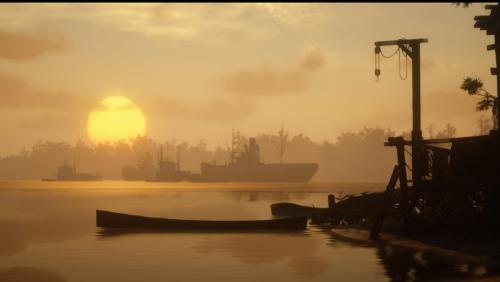 Ship and Sunset