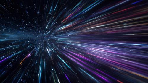 Colorful Warp Speed Light Streaks Space