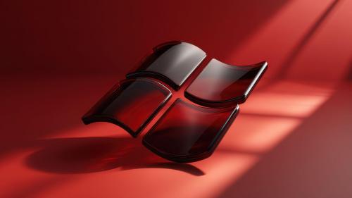 Windows 11 Red Glass Logo Abstract