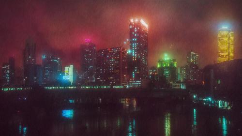 Downtown Manila during a stormy night by @led.noir.manila