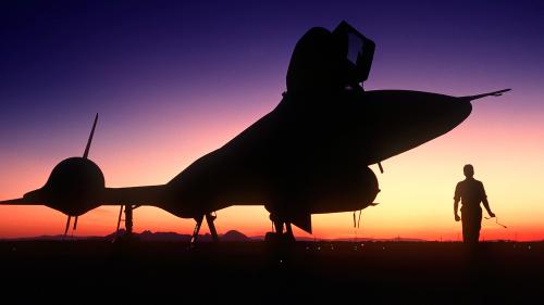 SR-71 Silhouetted in the Dusk by Tech. Sgt. Michael Haggerty