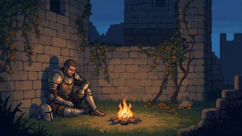 Quiet knight by the fire