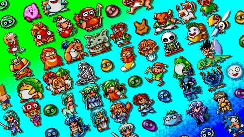 A Puyo puyo 16bit style wallpaper
