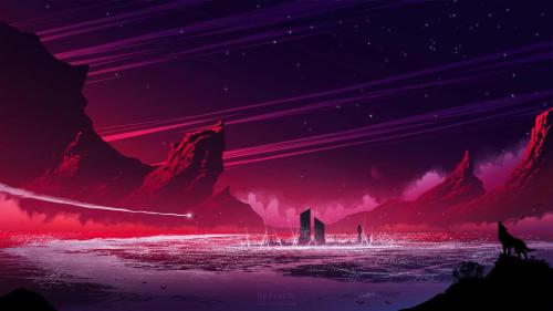 Futuristic Crimson Landscape