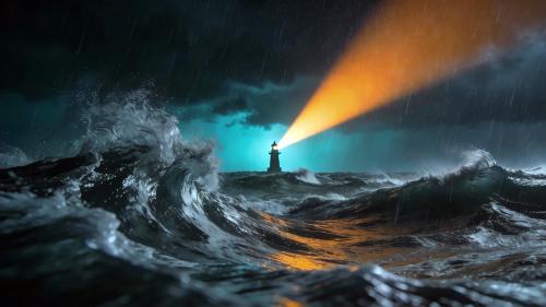 A light beam above the ocean