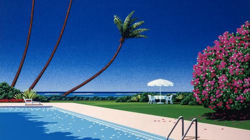 Poolside - Yellow Towel, 1990s by Hiroshi Nagai