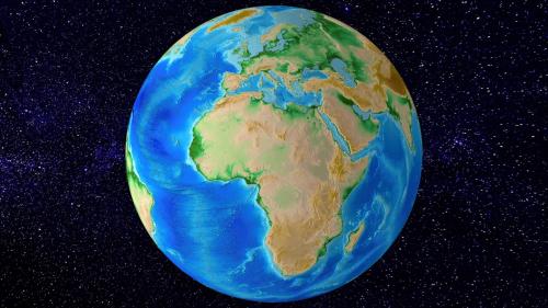 Detailed earth in space  two pictures found, composition .