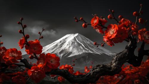 Scarlet petals on Snow