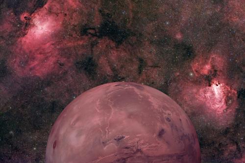 Mars in Starry Background