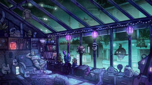 Robot chilling in the living room