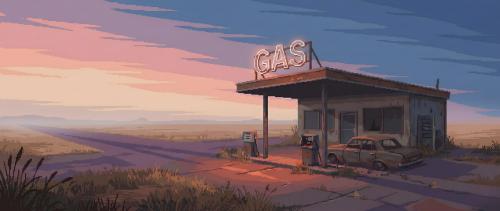 Empty Gas station - pixel World