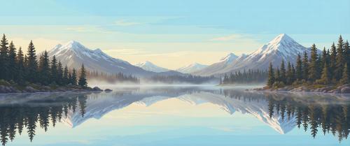 Calm Mountain Lake Reflection – Pixel World
