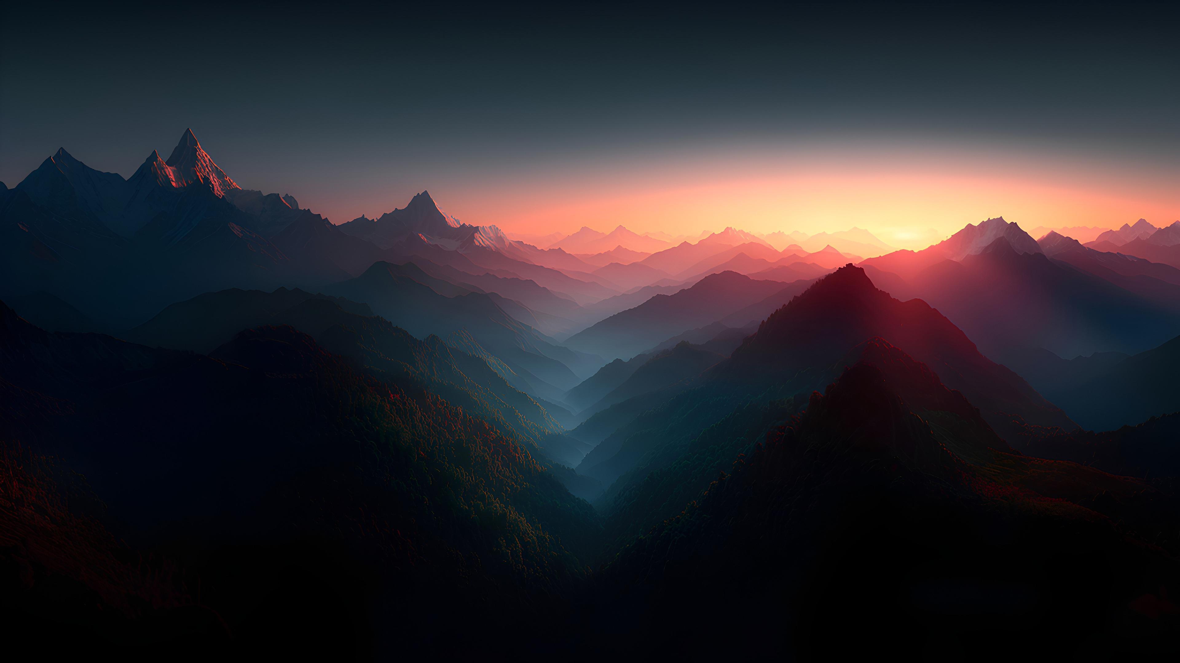 Mountain Range during Sunrise