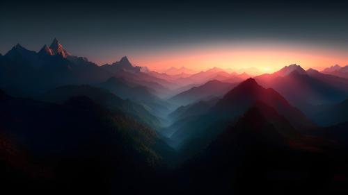 Mountain Range during Sunrise