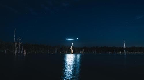 Drone halo over the Australian landscape –