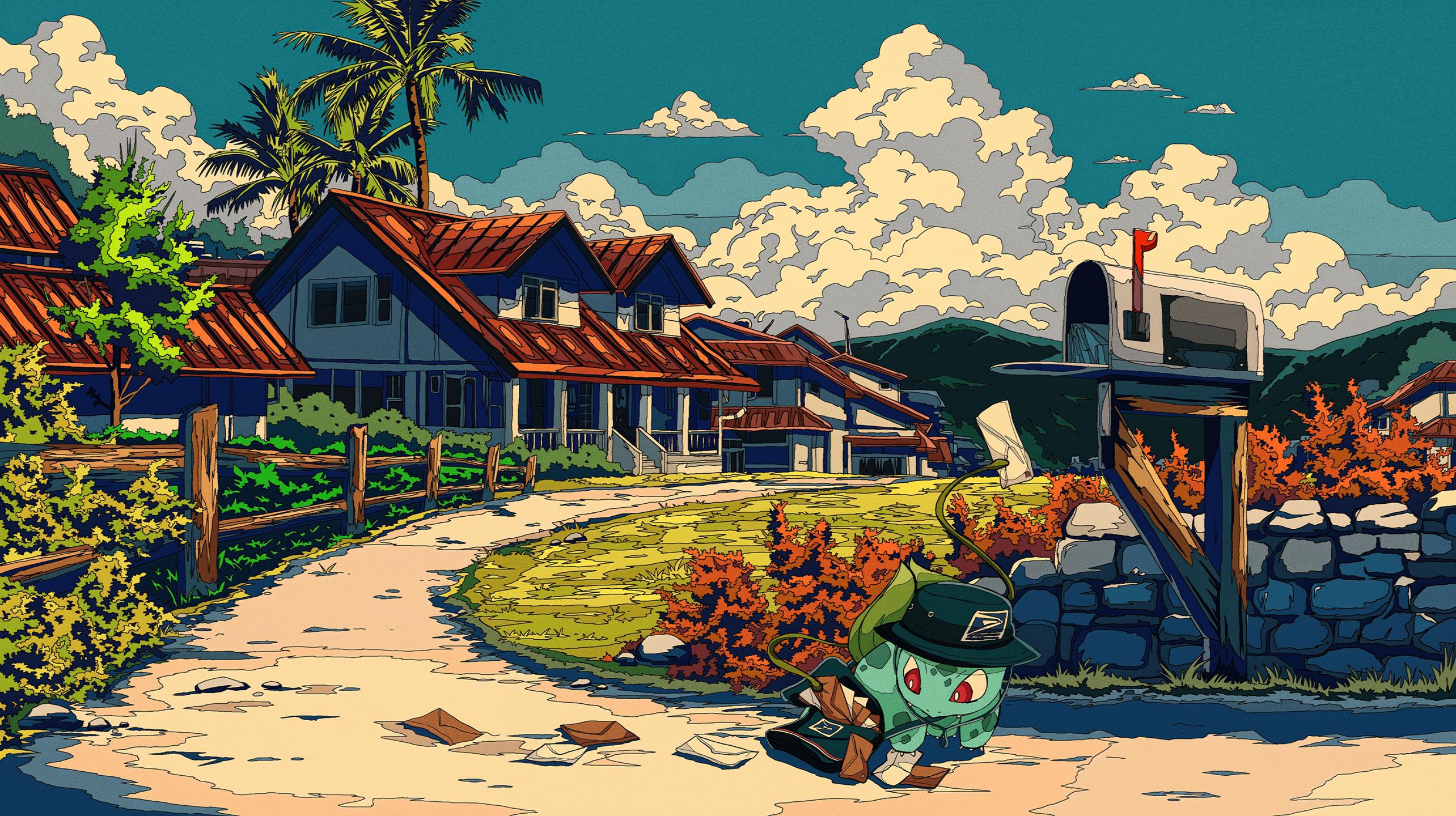 Mailbox, Sunny Day, Bulbasaur by @artdroiiid_ii