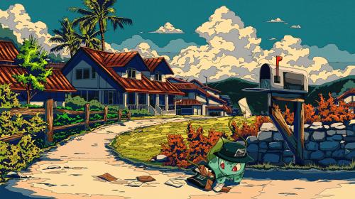 Mailbox, Sunny Day, Bulbasaur by @artdroiiid_ii