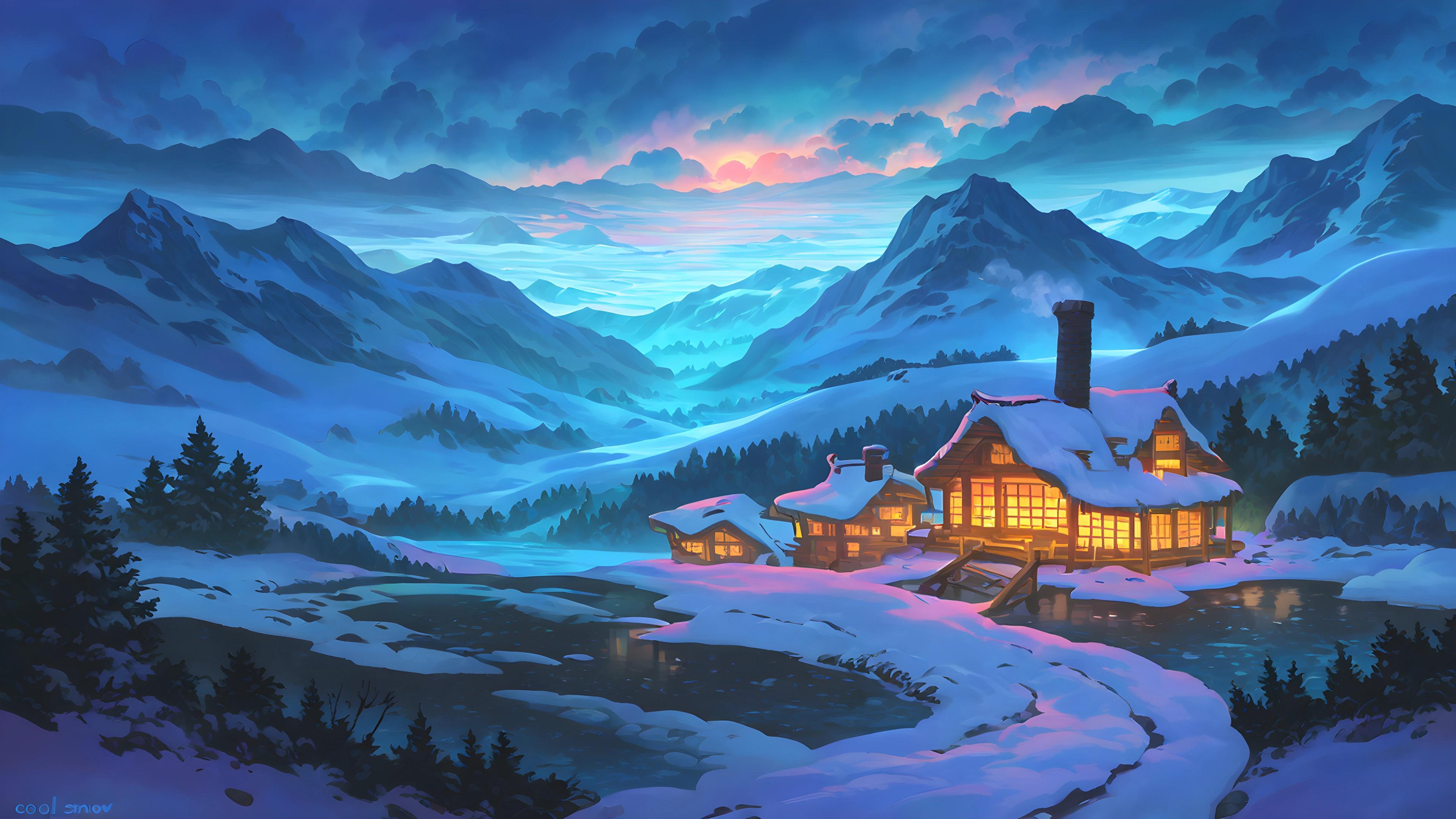 Snowy mountain village