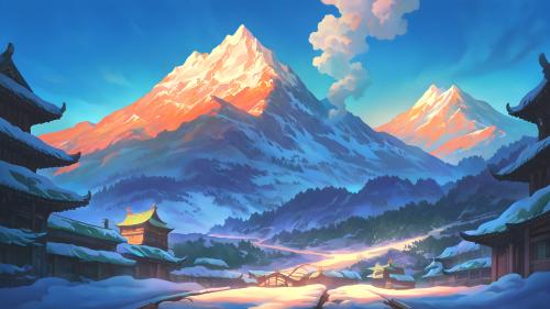 Snowy mountain village