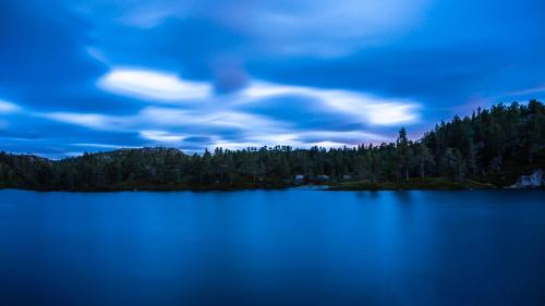 Evening sky over Nyvatn lake in Dølemo Norway