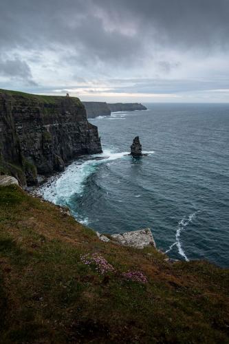 The faintest hint of a sunset in the famous Cliffs of Moher, Ireland