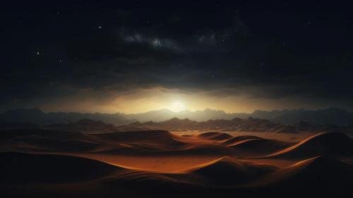 Desert Sand Dunes By Night