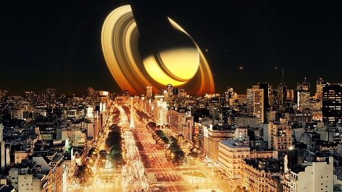 If Earth Were a Moon of Saturn | Night View |