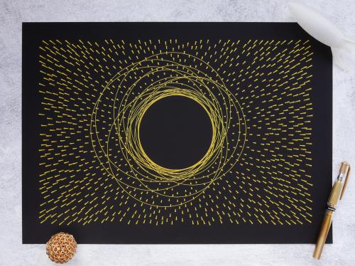 I created this Golden Eclipse with a pen plotter
