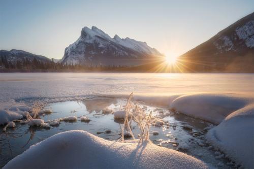 Frosty Morning at Vermilion Lakes, Alberta, Canada