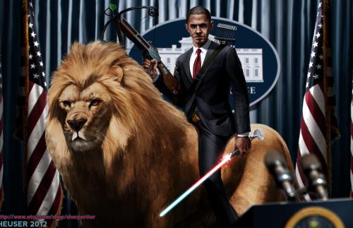 Obama Riding a Lion by SharpWriter