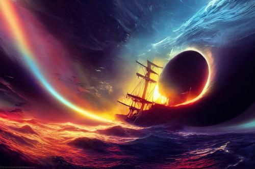 A pirate ship that falls into a black hole