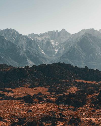 Mt. Whitney standing tall behind the Alabama Hills Scenic Area, California