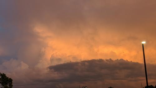 Setting sun lighting up a thunderhead in Jackson, TN.