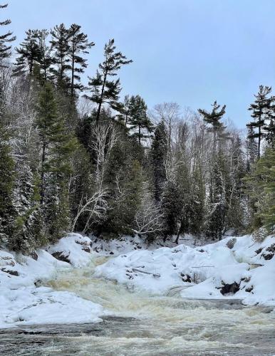 Snowy day at Chippewa Falls, Northern Ontario, Canada .